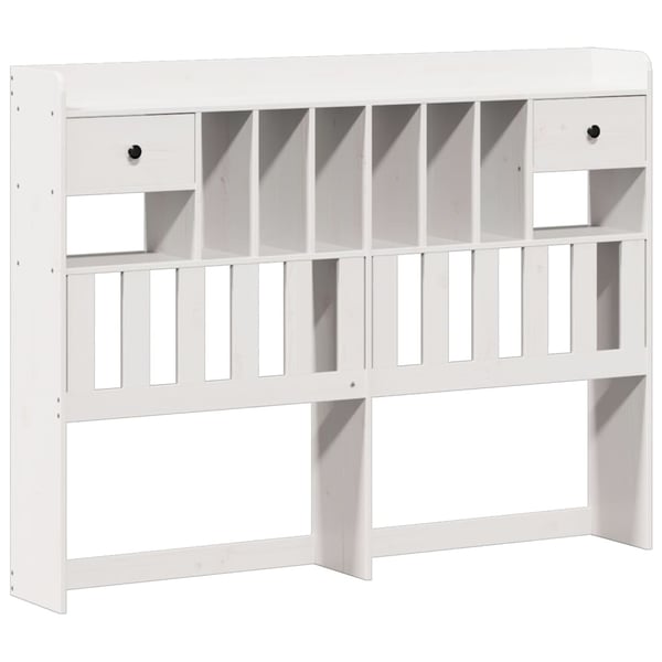 vidaXL Seng med bokhylle uten madrass hvit 135x190 cm heltre furu