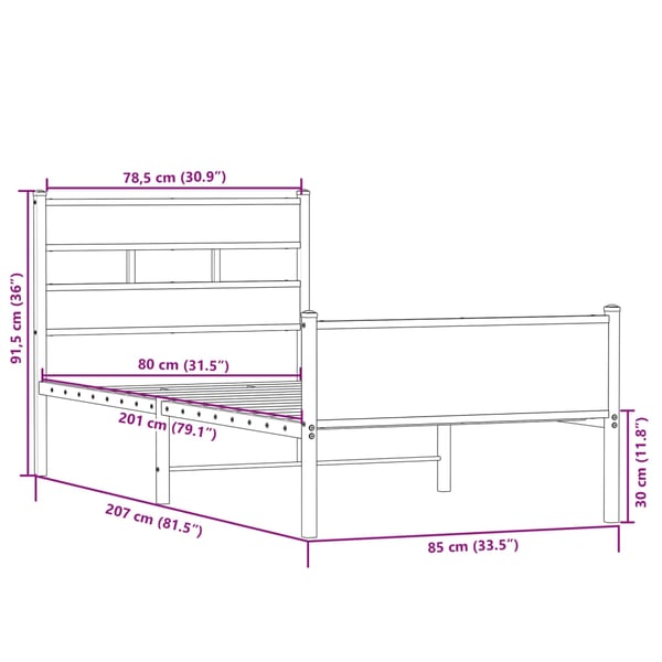 vidaXL sengeramme 80x200 cm uden madras konstrueret træ sonoma-eg
