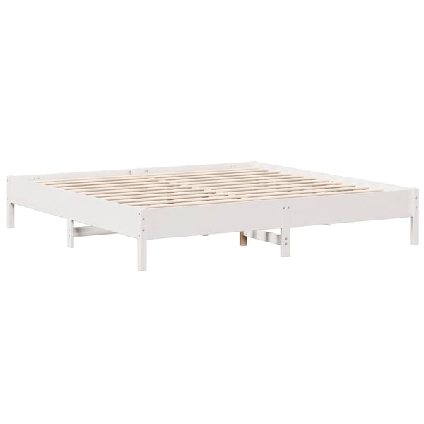 vidaXL Seng med bokhylle uten madrass hvit 180x200 cm heltre furu