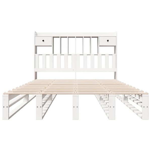 vidaXL Seng med bokhylle uten madrass hvit 150x200 cm heltre furu