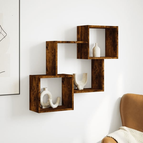 vidaXL vægskab 78x18x71 cm konstrueret træ røget egetræsfarve