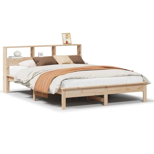 vidaXL Seng med bokhylle uten madrass 120x200 cm heltre furu