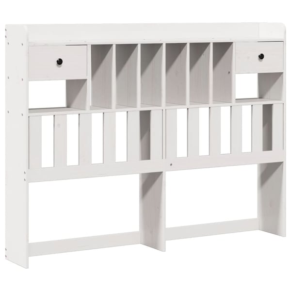 vidaXL Seng med bokhylle uten madrass hvit 140x190 cm heltre furu