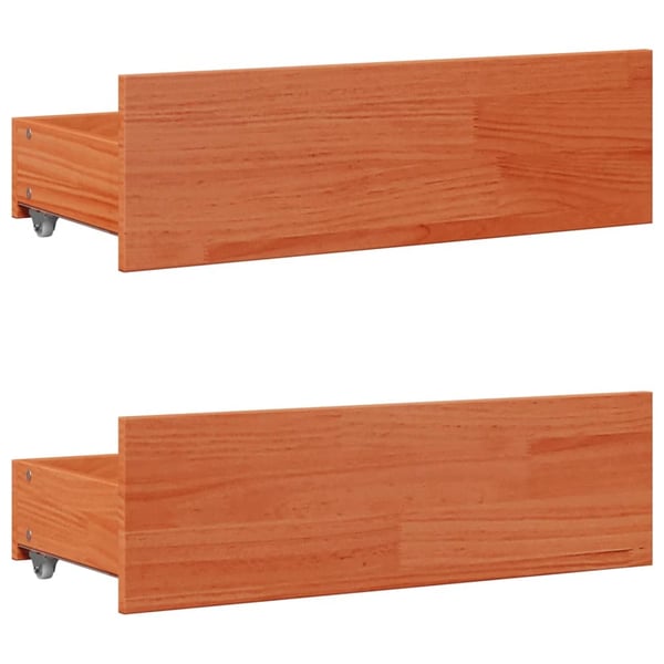 vidaXL Sengeramme uten madrass med skuffer brun 90x200 cm heltre furu