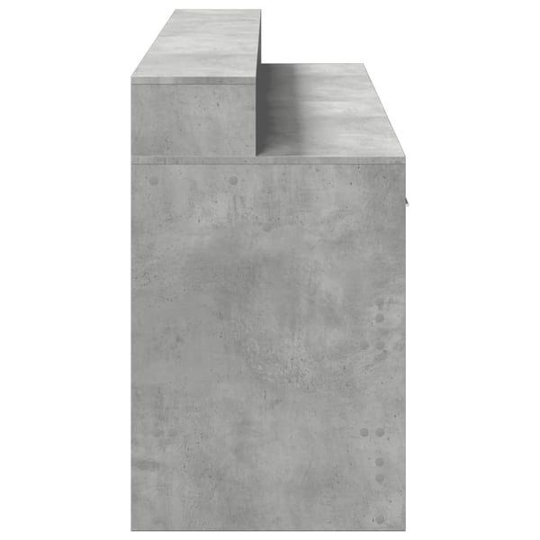 vidaXL Skrivebord med LED-lys betonggrå 160x55x91 cm konstruert tre
