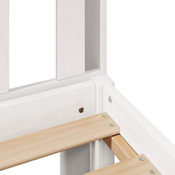 vidaXL Seng med bokhylle uten madrass hvit 135x190 cm heltre furu