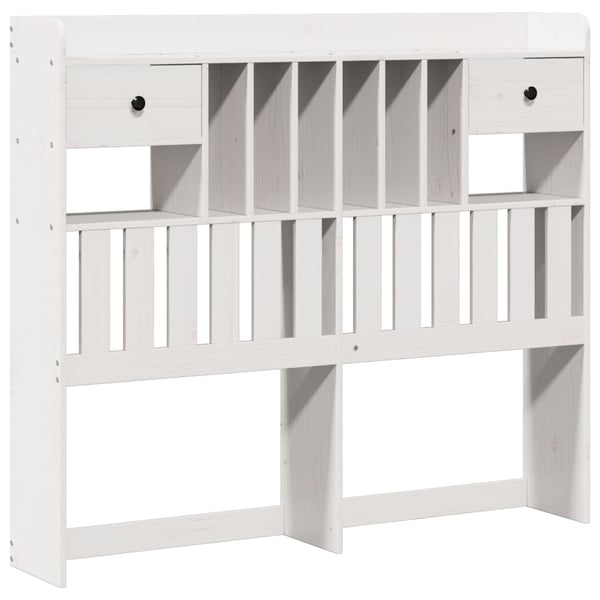 vidaXL Seng med bokhylle uten madrass hvit 135x190 cm heltre furu
