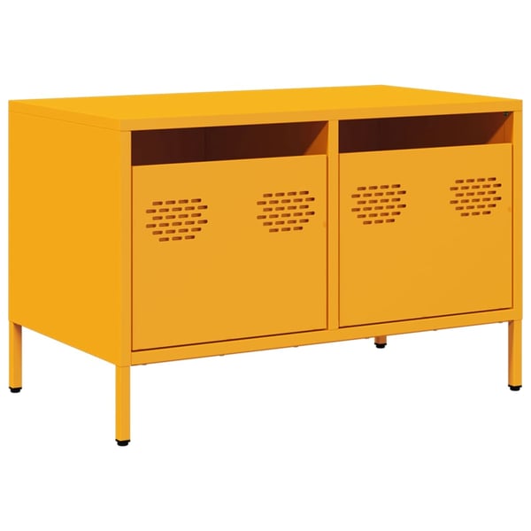 vidaXL TV-benk sennepsgul 68x39x43,5 cm kaldvalset stål