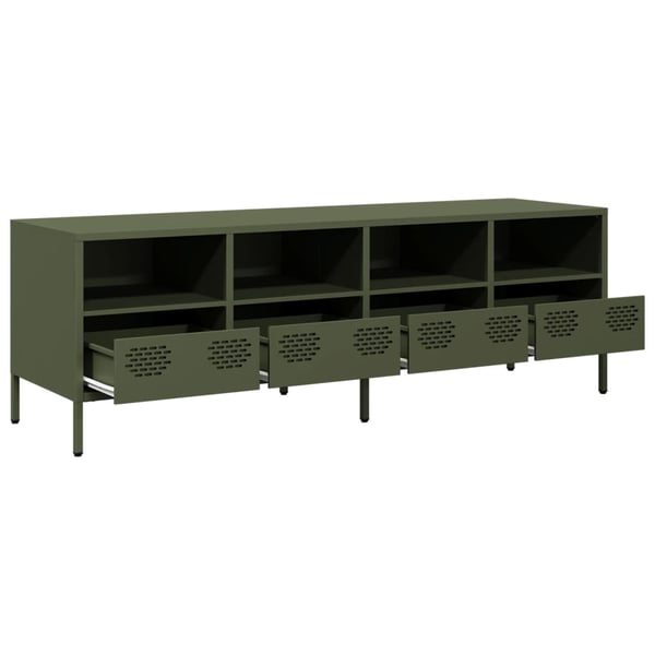 vidaXL tv-bord 135x39x43,5 cm koldvalset stål olivengrøn'