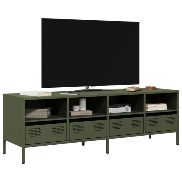 vidaXL tv-bord 135x39x43,5 cm koldvalset stål olivengrøn'