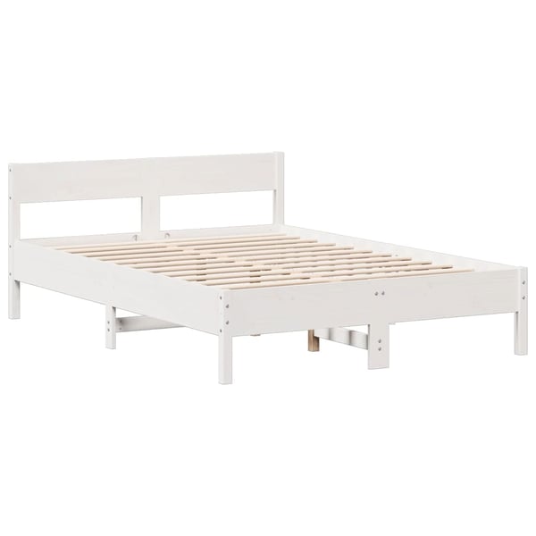 vidaXL Seng med bokhylle uten madrass hvit 150x200 cm heltre furu