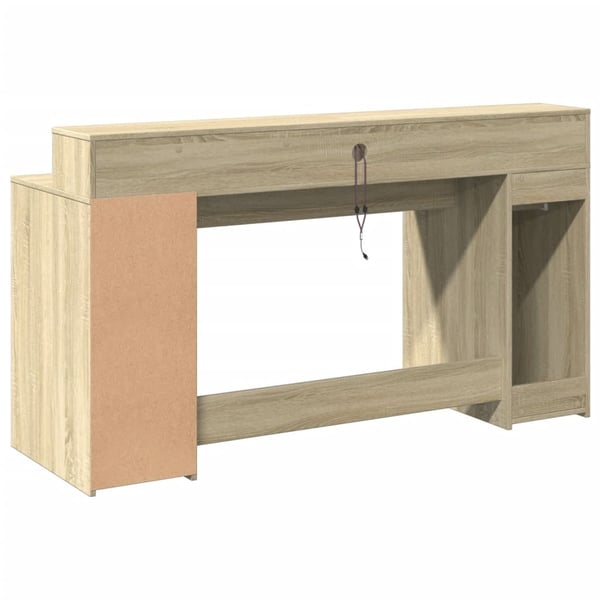 vidaXL Skrivebord med LED-lys sonoma eik 160x55x91 cm konstruert tre