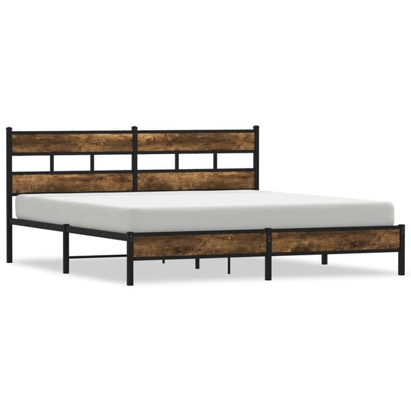 vidaXL Sengeramme i metall uten madrass røkt eik 200x200 cm