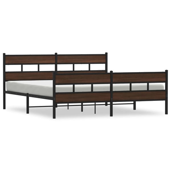 vidaXL Sengeramme i metall uten madrass brun eik 183x213 cm