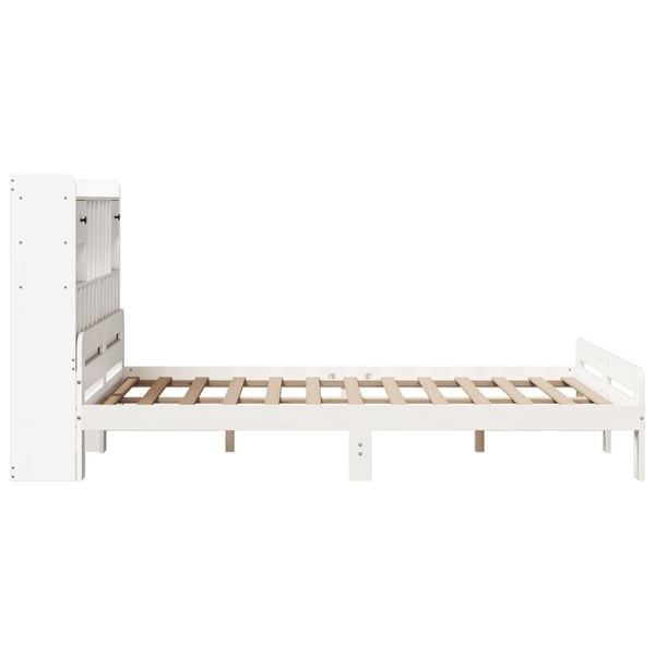 vidaXL seng med reol uden madras 160x200 cm massivt fyrretræ hvid