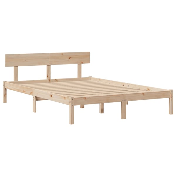 vidaXL Seng med bokhylle uten madrass 140x200 cm heltre furu