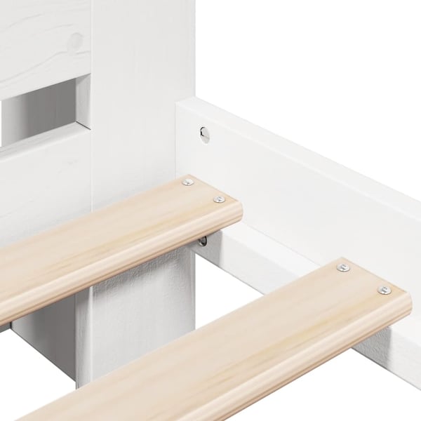 vidaXL Seng med bokhylle uten madrass hvit 135x190 cm heltre furu