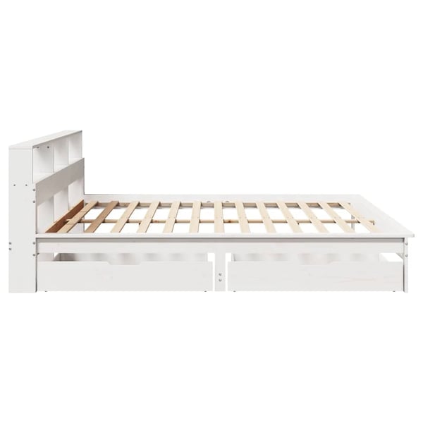 vidaXL seng med reol uden madras 180x200 cm massivt fyrretræ hvid
