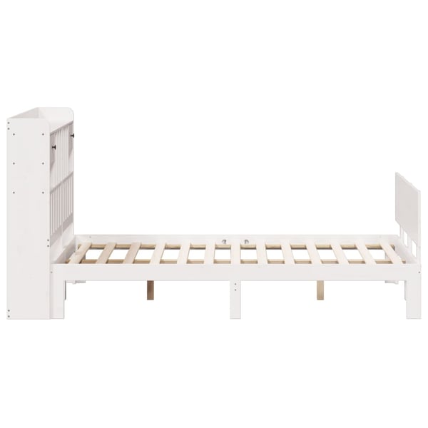 vidaXL Seng med bokhylle uten madrass hvit 150x200 cm heltre furu