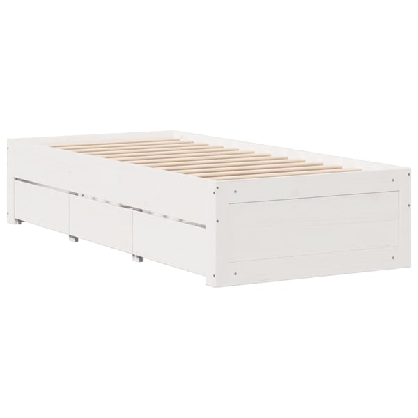 vidaXL Seng med bokhylle uten madrass hvit 75x190 cm heltre furu