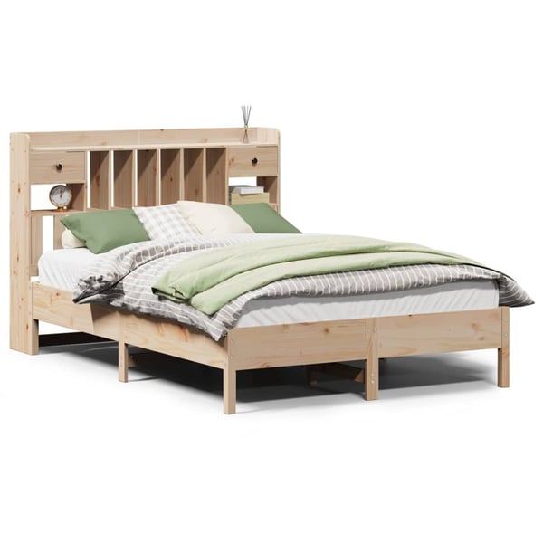 vidaXL seng med reol uden madras 135x190 cm massivt fyrretræ
