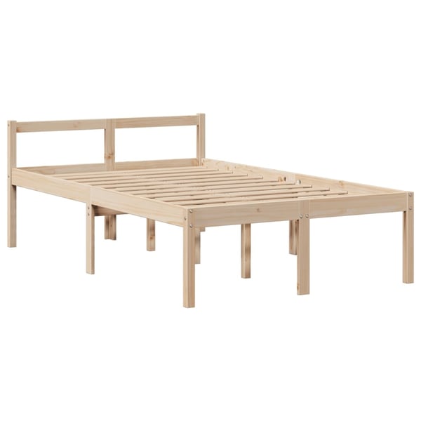 vidaXL Seng med bokhylle uten madrass 135x190 cm heltre furu