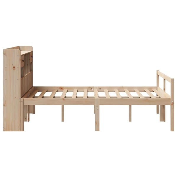 vidaXL Seng med bokhylle uten madrass 135x190 cm heltre furu