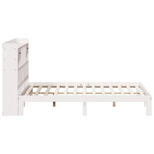 vidaXL Seng med bokhylle uten madrass hvit 180x200 cm heltre furu