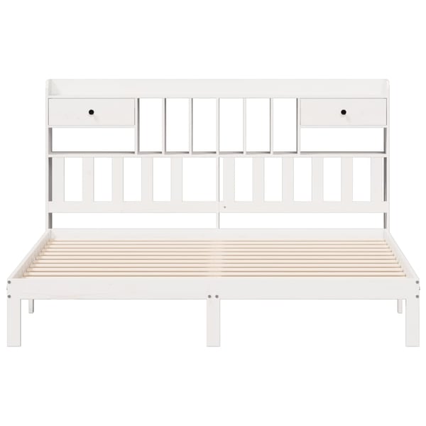 vidaXL Seng med bokhylle uten madrass hvit 180x200 cm heltre furu