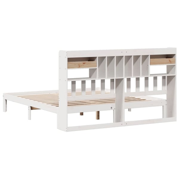 vidaXL Seng med bokhylle uten madrass hvit 180x200 cm heltre furu