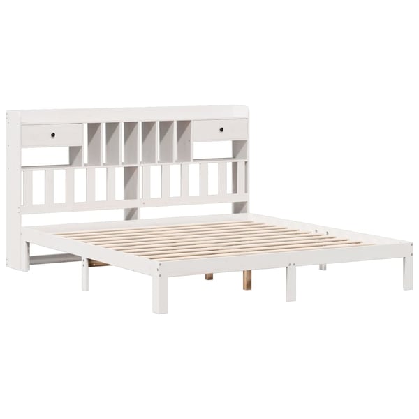 vidaXL Seng med bokhylle uten madrass hvit 180x200 cm heltre furu
