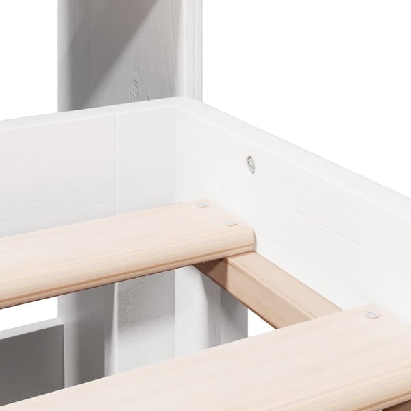 vidaXL Seng med bokhylle uten madrass hvit 180x200 cm heltre furu