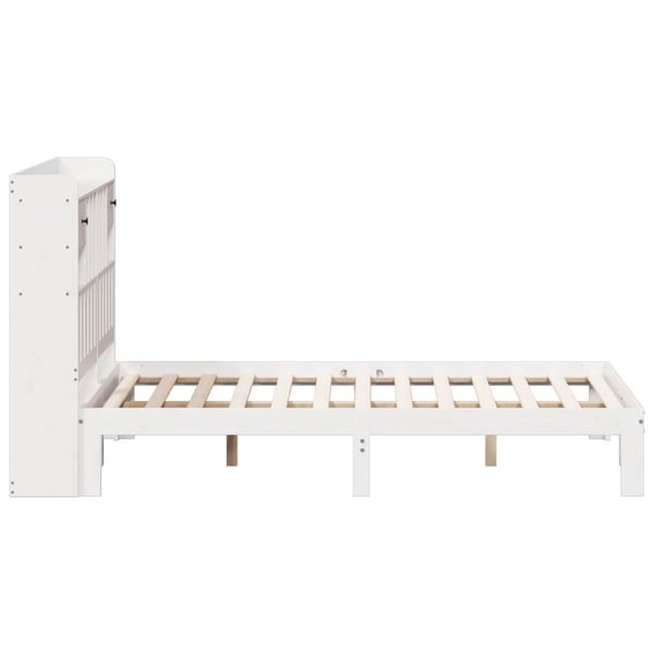 vidaXL Seng med bokhylle uten madrass hvit 160x200 cm heltre furu