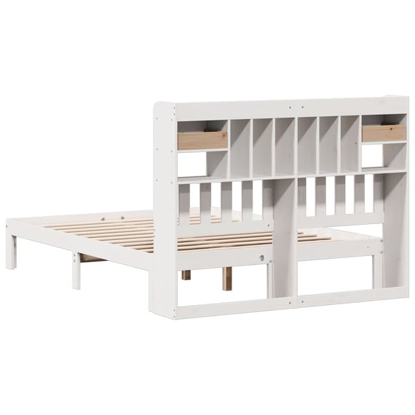 vidaXL Seng med bokhylle uten madrass hvit 160x200 cm heltre furu