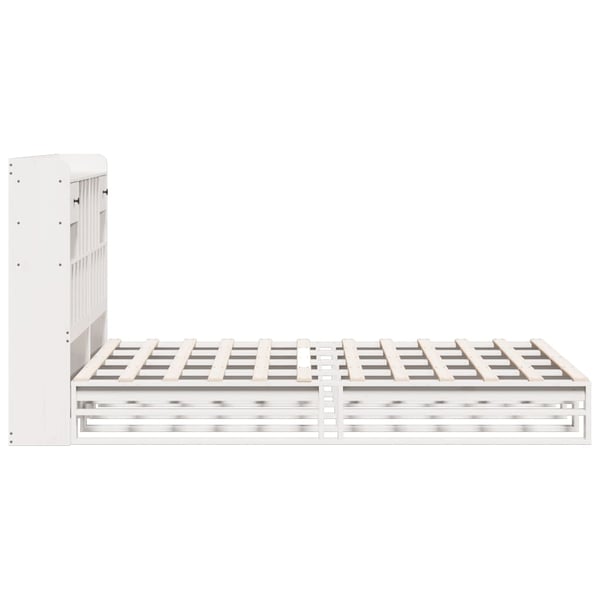 vidaXL Seng med bokhylle uten madrass hvit 140x200 cm heltre furu