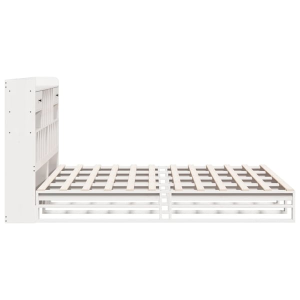 vidaXL Seng med bokhylle uten madrass hvit 180x200 cm heltre furu