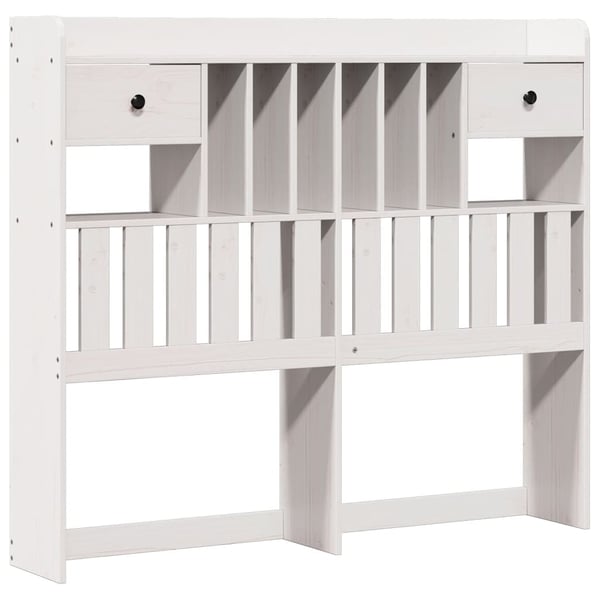 vidaXL Seng med bokhylle uten madrass hvit 135x190 cm heltre furu