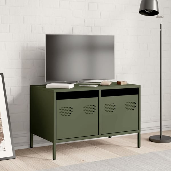 vidaXL tv-bord 68x39x43,5 cm koldvalset stål olivengrøn