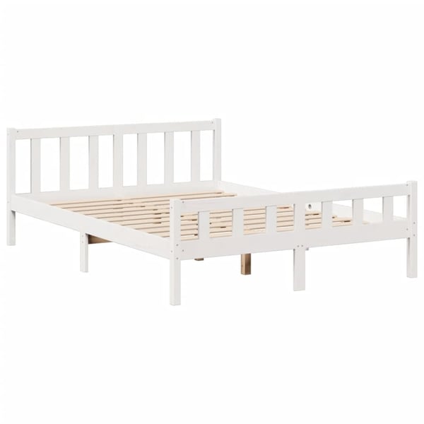 vidaXL Seng med bokhylle uten madrass hvit 150x200 cm heltre furu