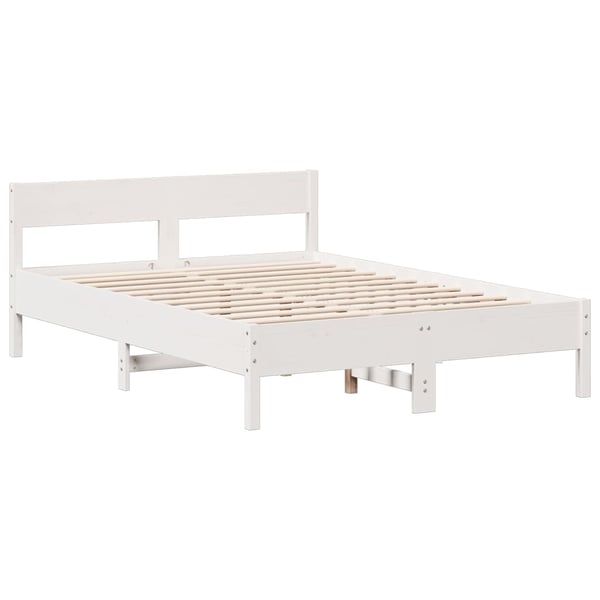 vidaXL seng med reol uden madras 140x200 cm massivt fyrretræ hvid