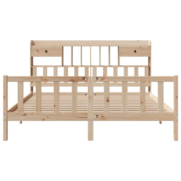 vidaXL Seng med bokhylle uten madrass 180x200 cm heltre furu