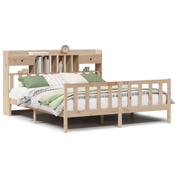 vidaXL Seng med bokhylle uten madrass 180x200 cm heltre furu