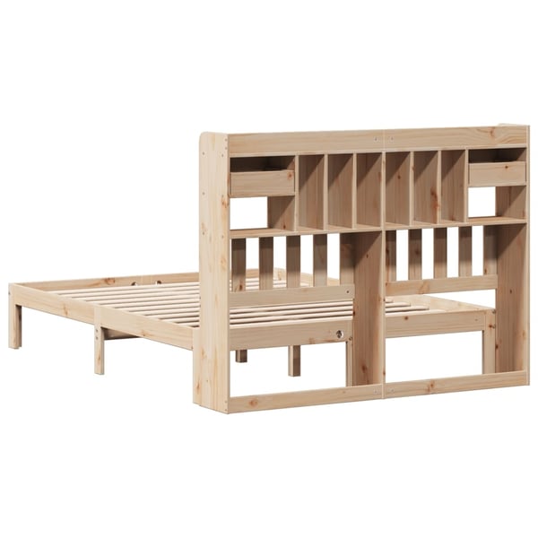 vidaXL Seng med bokhylle uten madrass 140x190 cm heltre furu