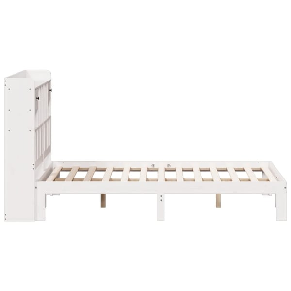 vidaXL Seng med bokhylle uten madrass hvit 140x190 cm heltre furu