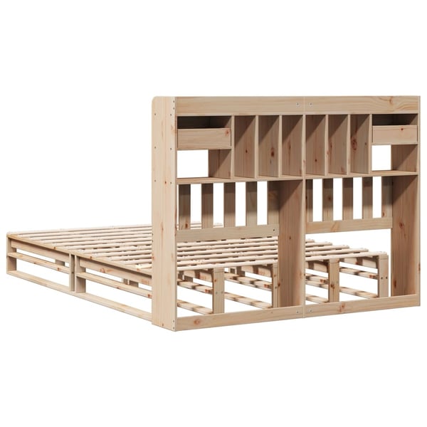 vidaXL Seng med bokhylle uten madrass 140x190 cm heltre furu
