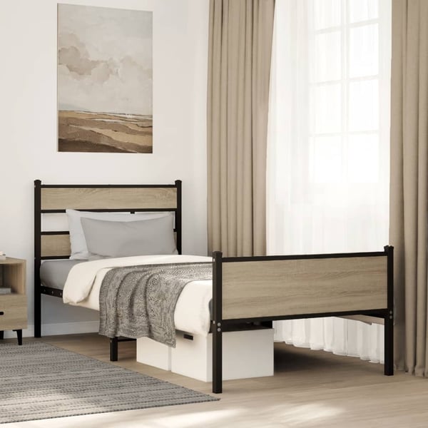 vidaXL Sengeramme uten madrass sonoma eik 90x190 cm konstruert tre