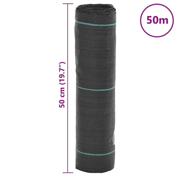 vidaXL Rikkaruohomatto musta 0,5x50 m PP