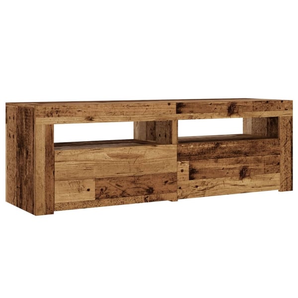 vidaXL TV-benk med LED-lys gammelt tre 120x35x40 cm konstruert tre
