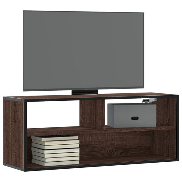 vidaXL TV-benk brun eik 100x31x39,5 cm konstruert tre og metall