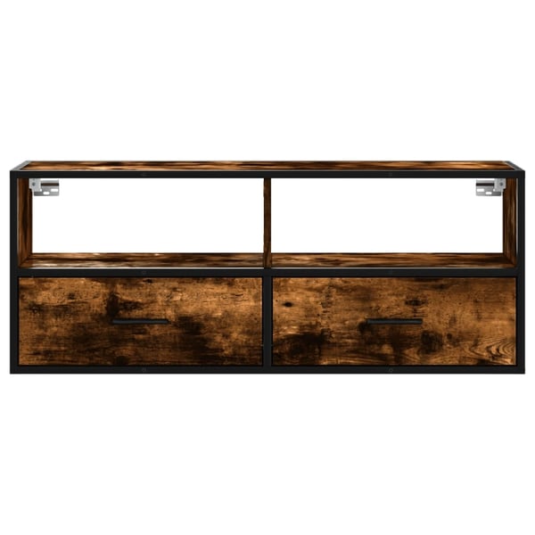 vidaXL TV-benk røkt eik 100x31x39,5 cm konstruert tre og metall